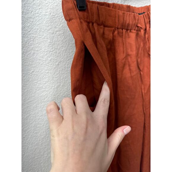 Massimo Dutti Pants Women's Size 8 Terracotta 100% Linen Wide Leg Pants - Picture 4 of 7